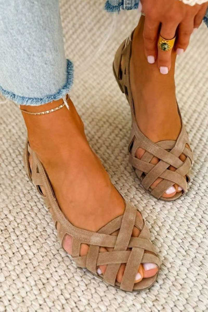 Sandra | Sandalias planas con puntera abierta y tejido trenzado