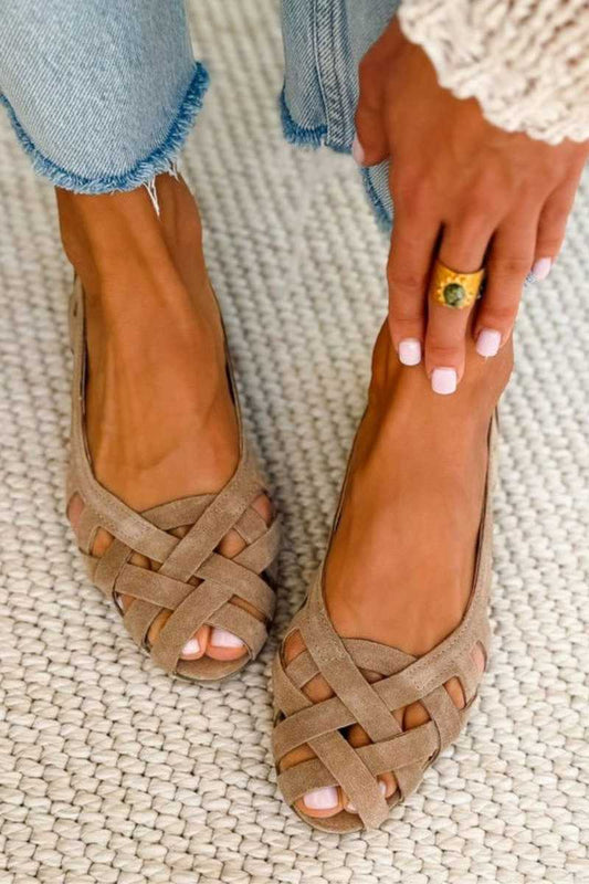 Sandra | Sandalias planas con puntera abierta y tejido trenzado