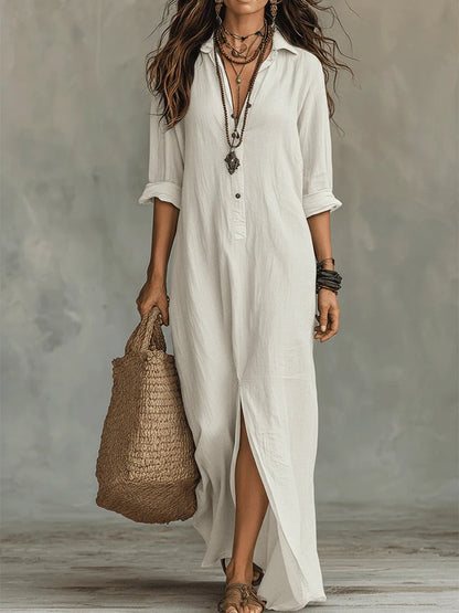 Marta™ | Vestido largo negro tipo maxi con botones