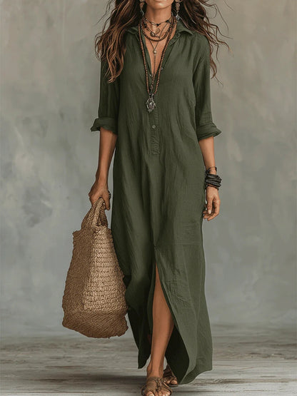 Marta™ | Vestido largo negro tipo maxi con botones