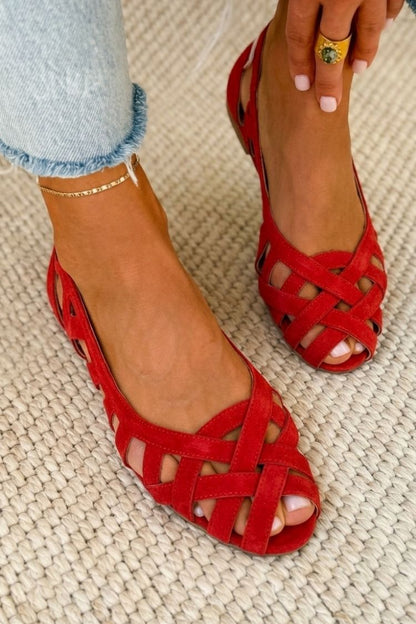 Sandra | Sandalias planas con puntera abierta y tejido trenzado