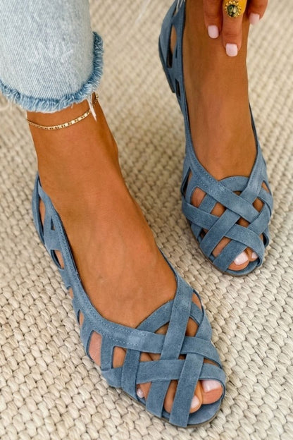 Sandra | Sandalias planas con puntera abierta y tejido trenzado