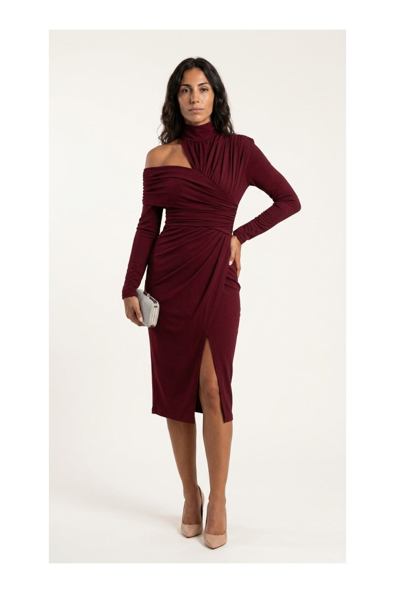 CELIA – Vestido Elegante Asimétrico Con Cuello Halter