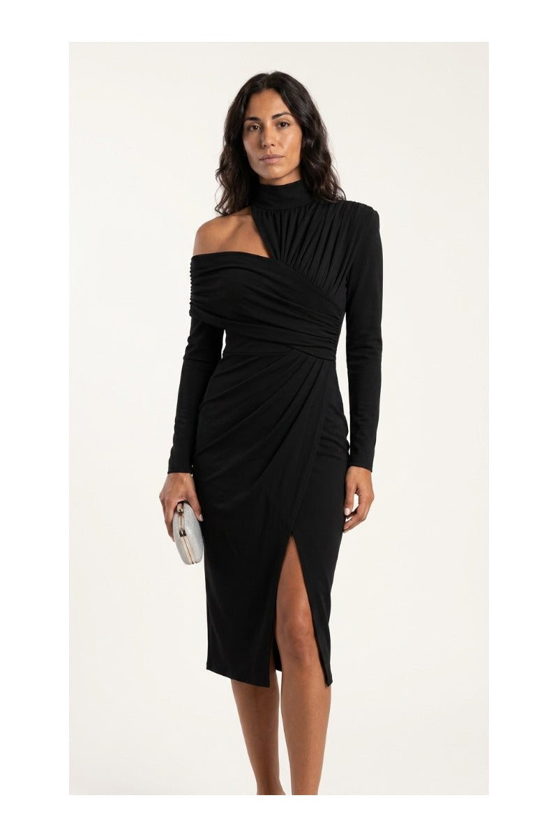 CELIA – Vestido Elegante Asimétrico Con Cuello Halter