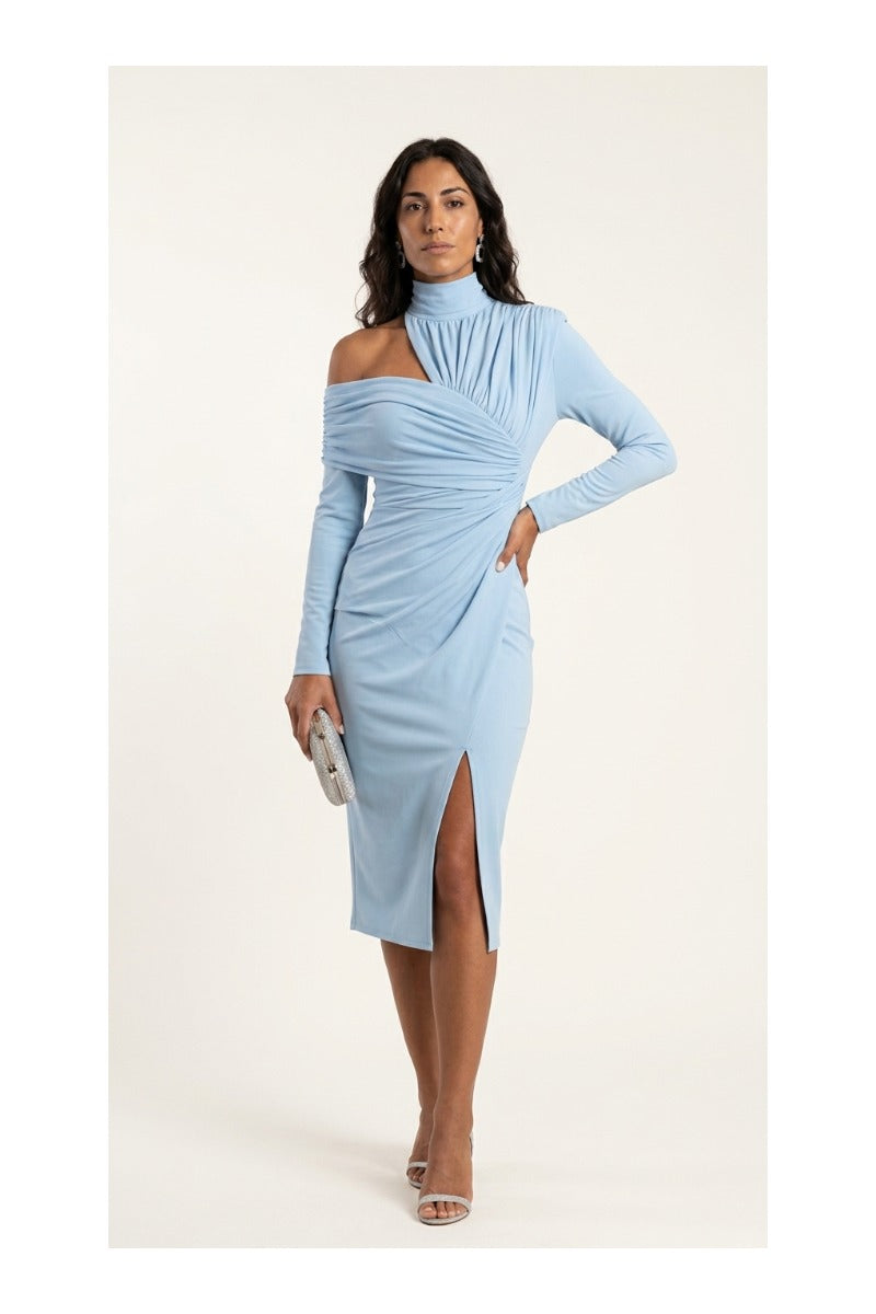 CELIA – Vestido Elegante Asimétrico Con Cuello Halter
