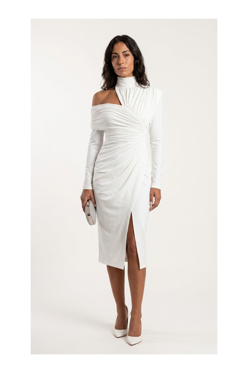 CELIA – Vestido Elegante Asimétrico Con Cuello Halter