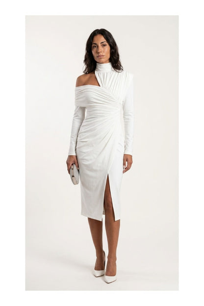CELIA – Vestido Elegante Asimétrico Con Cuello Halter