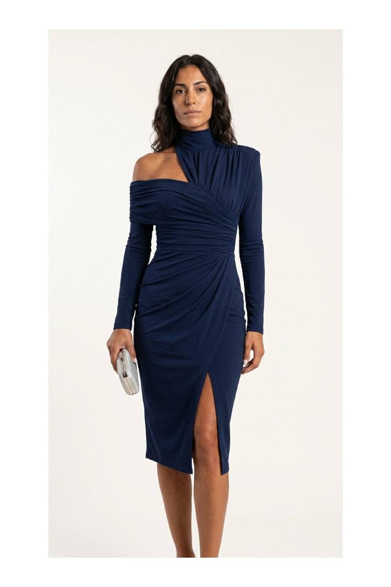 CELIA – Vestido Elegante Asimétrico Con Cuello Halter