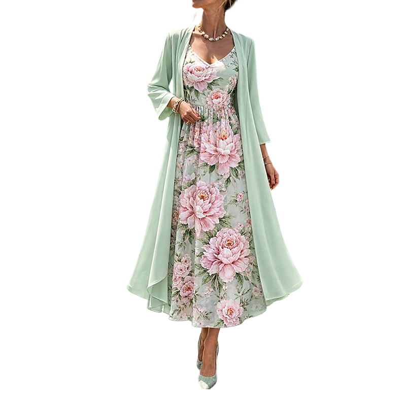 🌸👗Elegante conjunto de dos piezas con estampado floral para mujer: el look perfecto para las vacaciones de verano✨