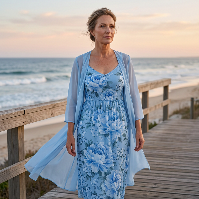 🌸👗Elegante conjunto de dos piezas con estampado floral para mujer: el look perfecto para las vacaciones de verano✨